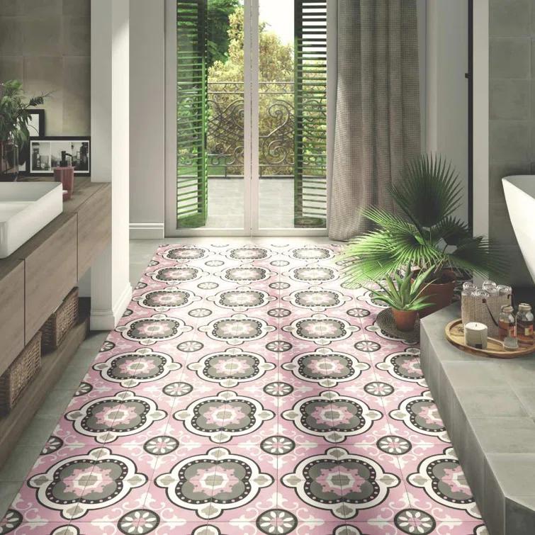 Art Deco 8" x 8" Porcelain Wall and Floor Tile