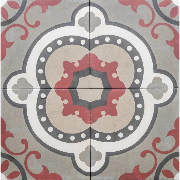 Art Deco 8" x 8" Porcelain Wall and Floor Tile