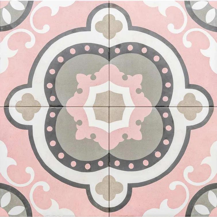 Art Deco 8" x 8" Porcelain Wall and Floor Tile