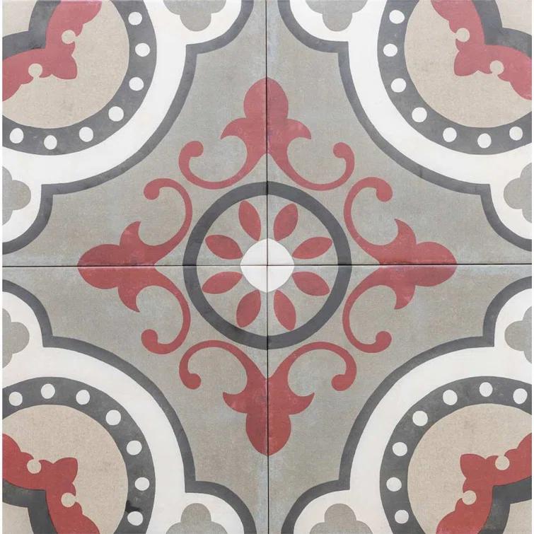 Art Deco 8" x 8" Porcelain Wall and Floor Tile