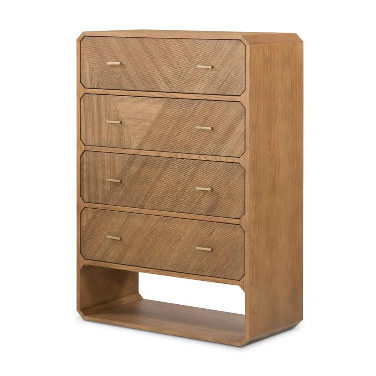 Caspian Natural Ash Veneer 4-Drawer Contemporary Dresser