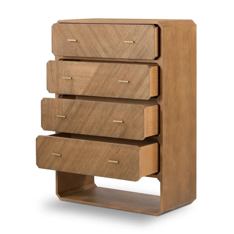 Caspian Natural Ash Veneer 4-Drawer Contemporary Dresser