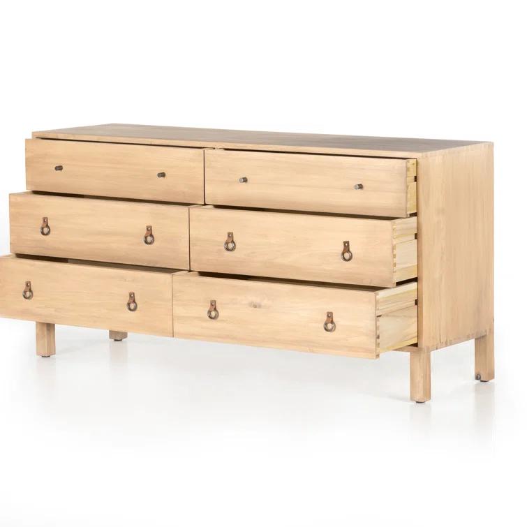 Isador Mid-Century 6-Drawer Dry Wash Poplar Dresser