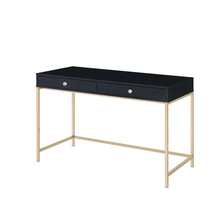 Ottey Writing Desk In High Gloss & Gold Finish,Computer Desk