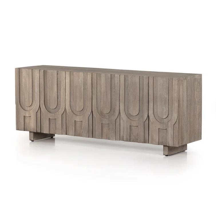 Maya Aged Grey 72" Reclaimed Wood Media Console with Cabinet