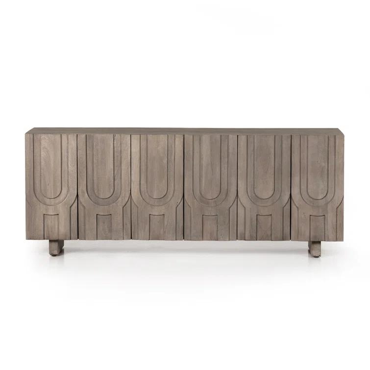 Maya Aged Grey 72" Reclaimed Wood Media Console with Cabinet