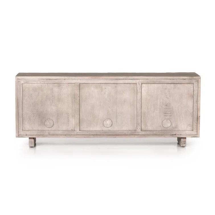 Maya Aged Grey 72" Reclaimed Wood Media Console with Cabinet