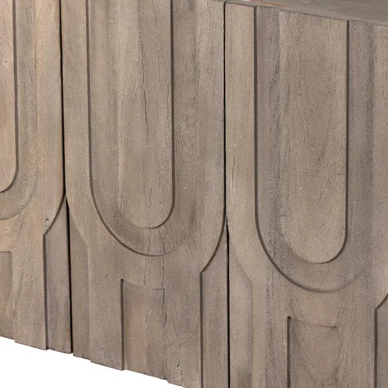 Maya Aged Grey 72" Reclaimed Wood Media Console with Cabinet