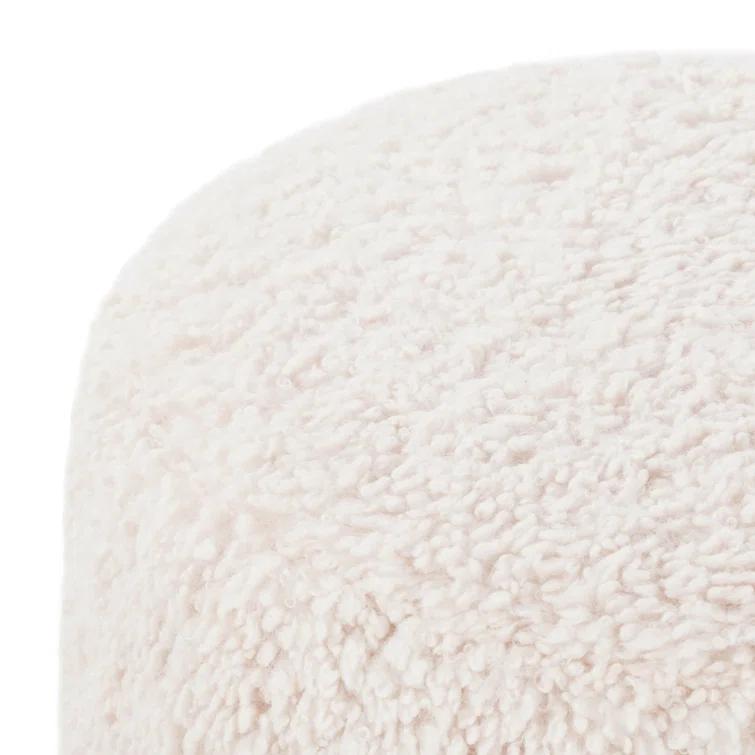 Genevieve Round Ottoman - Ivory Sheepskin