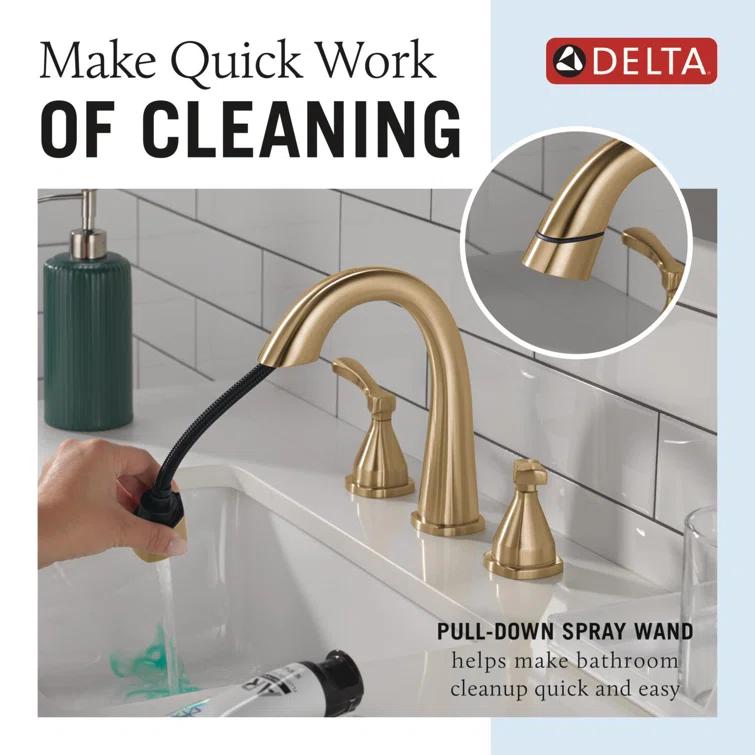 Stryke Widespread Bathroom Faucet with Drain Assembly and DIAMOND™ Seal Technology