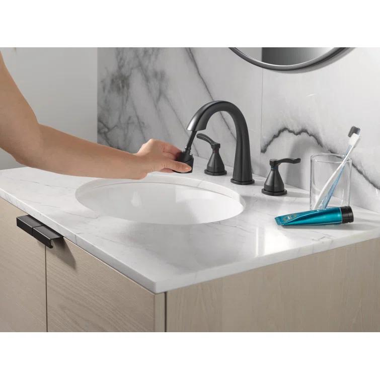 Stryke 3-Hole Widespread Pull Out Sprayer Bathroom Faucet, 2-Handle Bathroom Sink Faucet