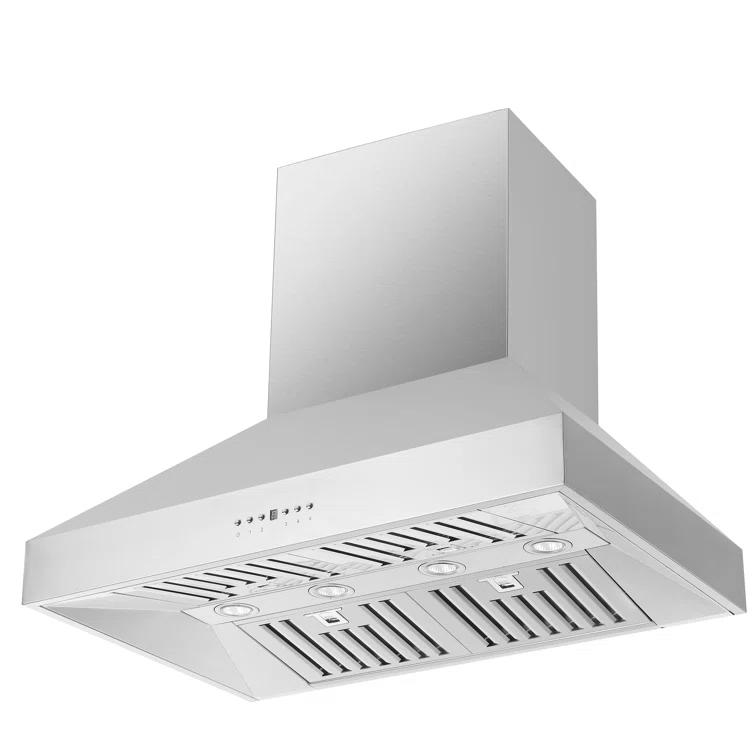 Forno Orvieto 36-inch Wall Mount Range Hood, 1200 CFM Double Motor, 4 Speed Control, All Stainless Steel