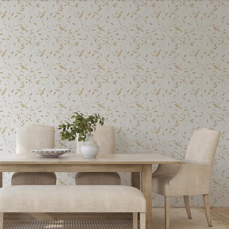 Tempaper & Co.® Dragonfly Removable Peel and Stick Wallpaper, Golden Ochre, 28 sq. ft.: Botanical Vinyl, Prepasted, Leaf Pattern