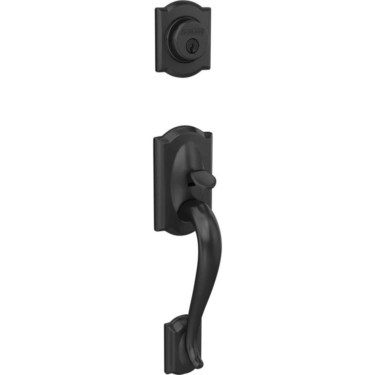Camelot Exterior Portion Handleset with Single Cylinder Deadbolt Deadbolt