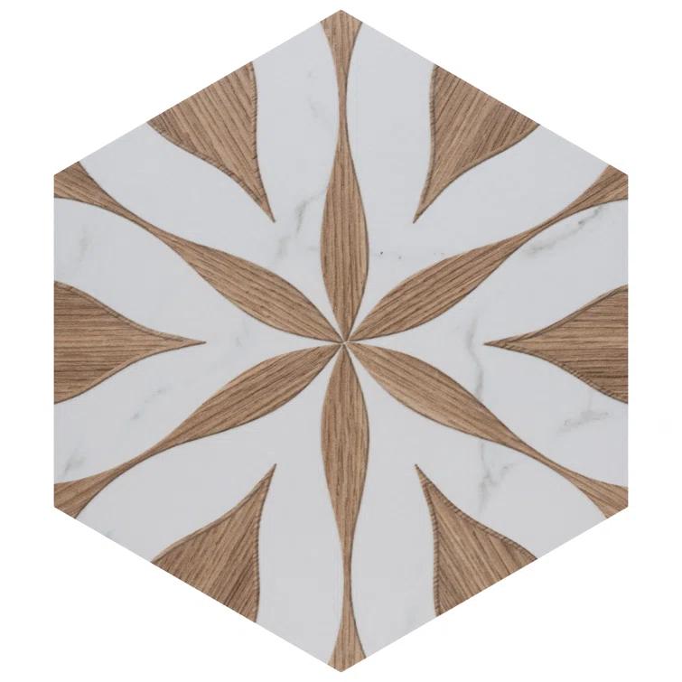 Llama Flower Loire 8-5/8 In. X 9-7/8 In. Porcelain Floral Look Wall & Floor Tile