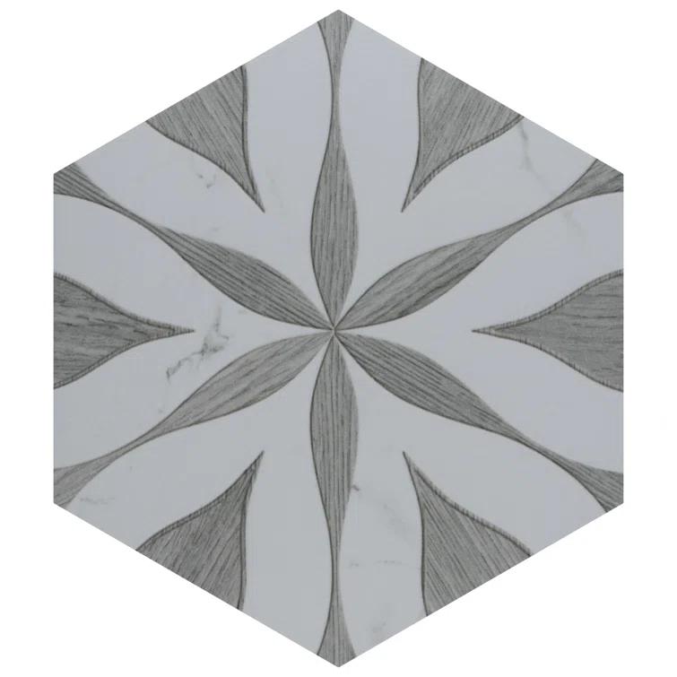 Llama Flower Loire 8-5/8 In. X 9-7/8 In. Porcelain Floral Look Wall & Floor Tile