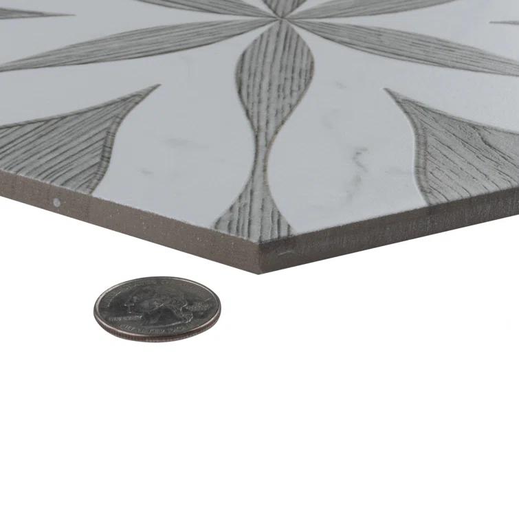Llama Flower Loire 8-5/8 In. X 9-7/8 In. Porcelain Floral Look Wall & Floor Tile