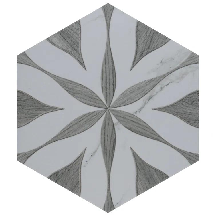 Llama Flower Loire 8-5/8 In. X 9-7/8 In. Porcelain Floral Look Wall & Floor Tile