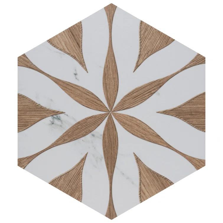 Llama Flower Loire 8-5/8 In. X 9-7/8 In. Porcelain Floral Look Wall & Floor Tile