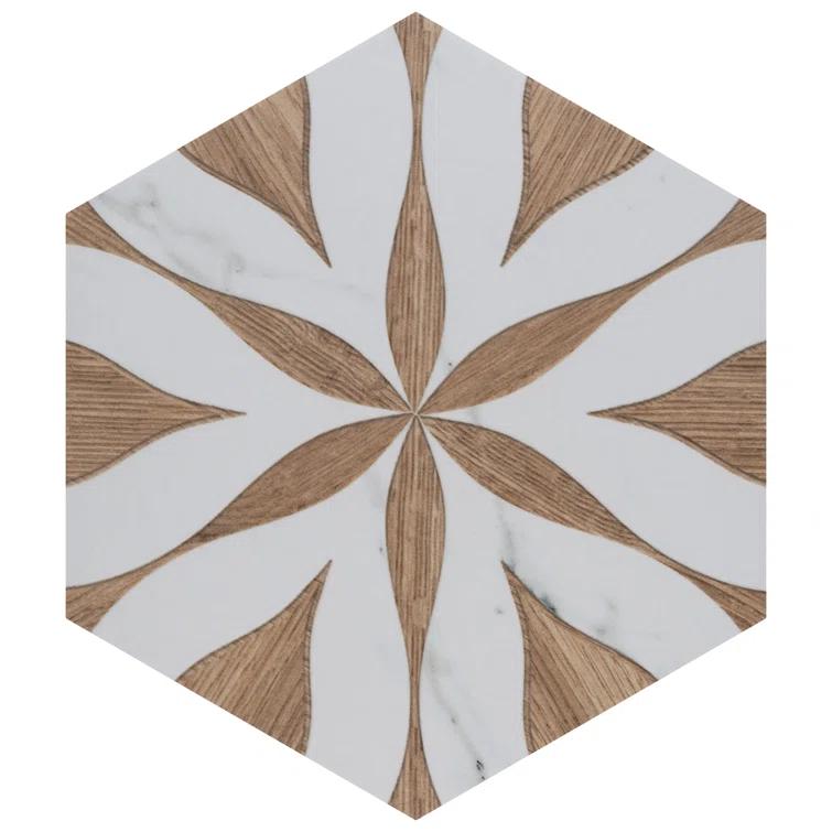 Llama Flower Loire 8-5/8 In. X 9-7/8 In. Porcelain Floral Look Wall & Floor Tile