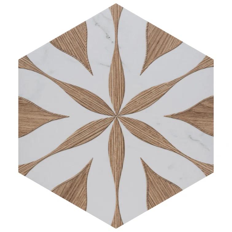 Llama Flower Loire 8-5/8 In. X 9-7/8 In. Porcelain Floral Look Wall & Floor Tile