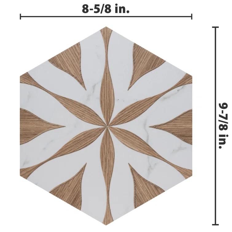 Llama Flower Loire 8-5/8 In. X 9-7/8 In. Porcelain Floral Look Wall & Floor Tile