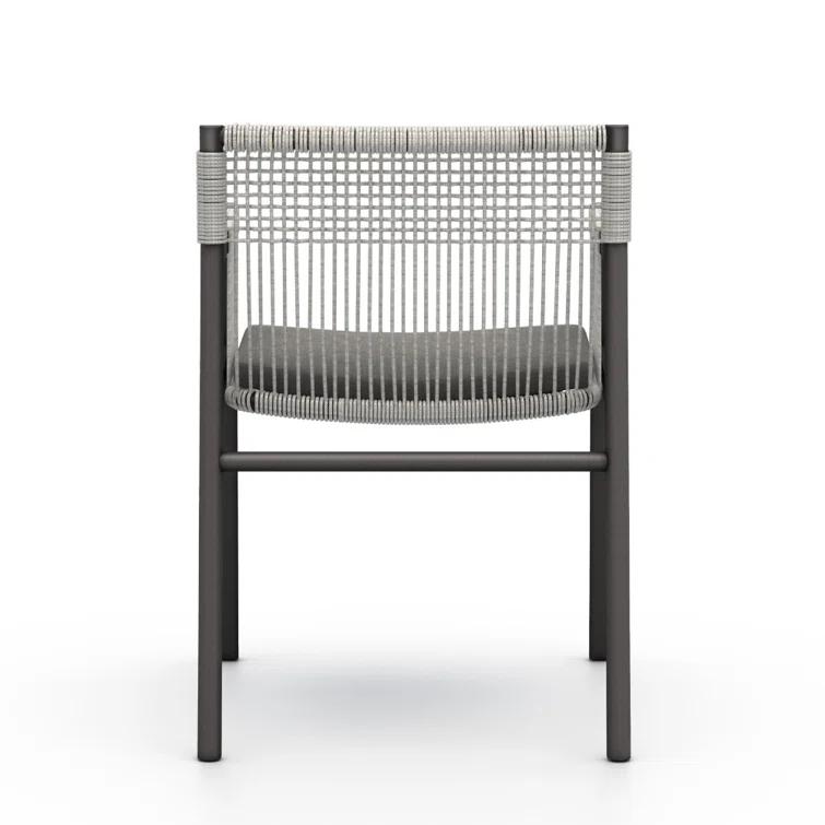 Gray Aluminum Outdoor Dining Chair with Woven Cushions