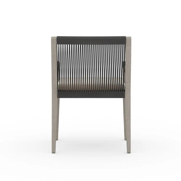 Weathered Gray Teak Outdoor Dining Armchair with Cushions