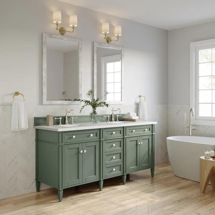 Smokey Celadon Green Double Vanity with Quartz Top