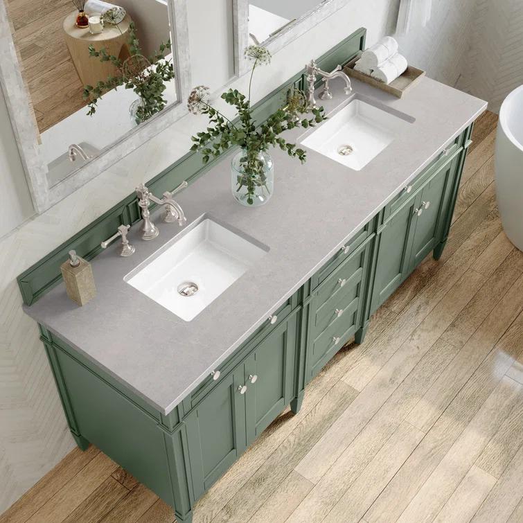 Smokey Celadon Green Double Vanity with Quartz Top