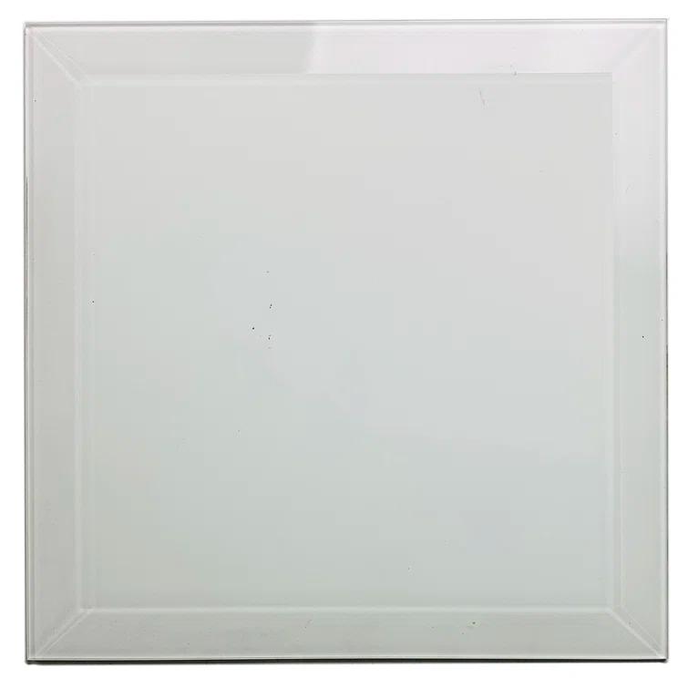 Frosted Elegance 8 in. x 8 in. Diamond Grade Glass Beveled Large Format Square Decorative Kitchen & Bathroom Wall Tile