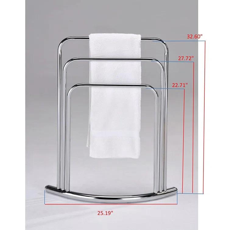 Kenneth Metal 3 Tier Freestanding Bathroom Towel Rack Stand, Chrome