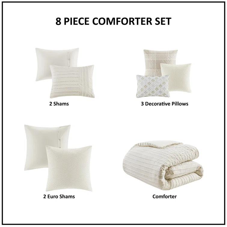 Madison Park Signature Madison Park Signature Essence Oversized Cotton Clipped Jacquard Comforter Set