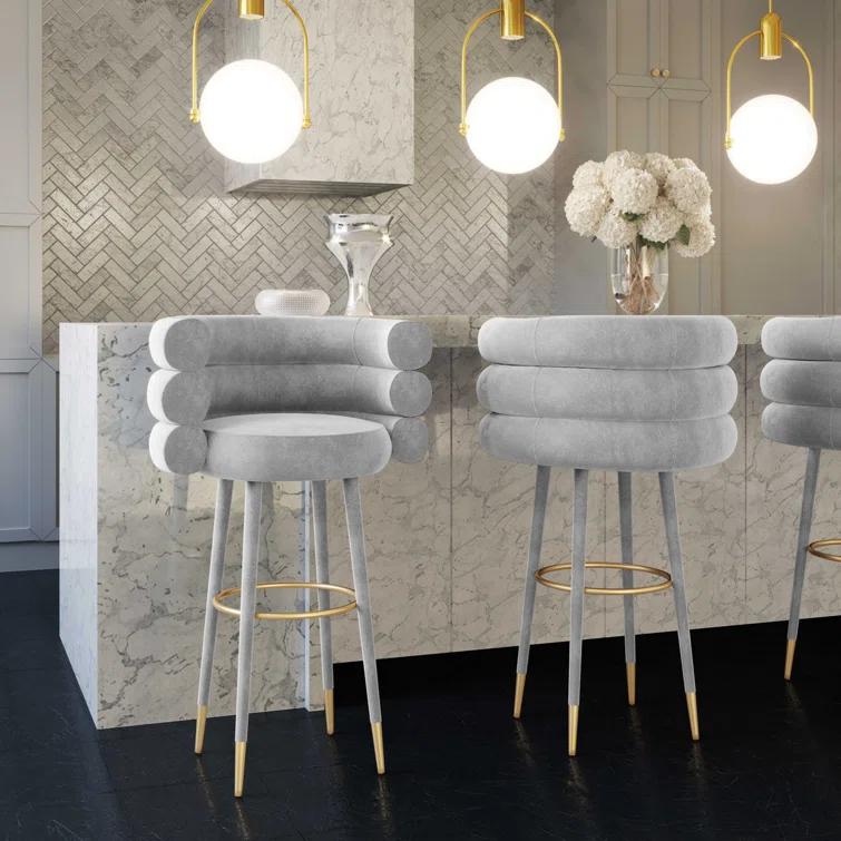 Upholstered Counter Stool with Metal Frame