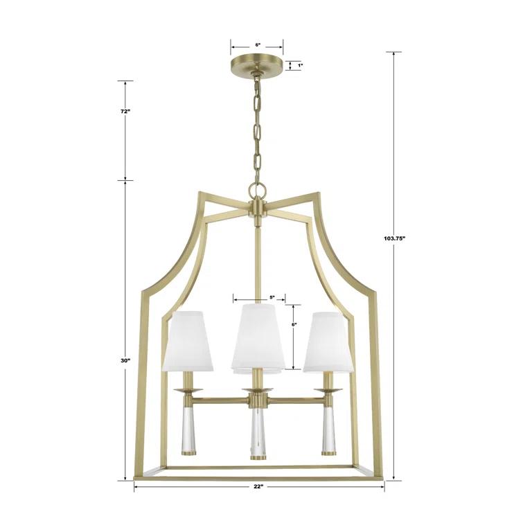 Four Light Chandelier In Minimalist Style 22 Inches Wide By 30 Inches High-Aged Brass Finish    -Traditional Installation Crystorama Lighting 8864-Ag