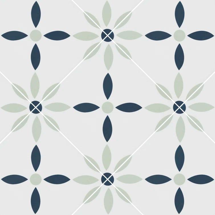 Amara 8" x 8" Encaustic Look Matte Porcelain Floor & Wall Tile