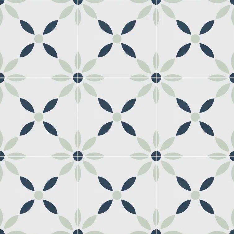 Amara 8" x 8" Encaustic Look Matte Porcelain Floor & Wall Tile