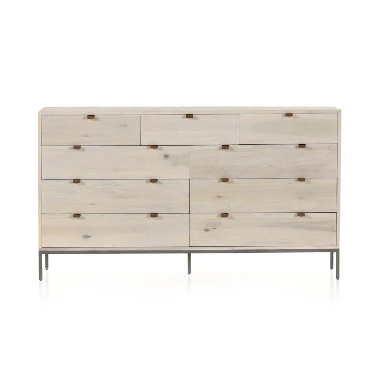 Dove Poplar and Toffee Leather 9-Drawer Dresser