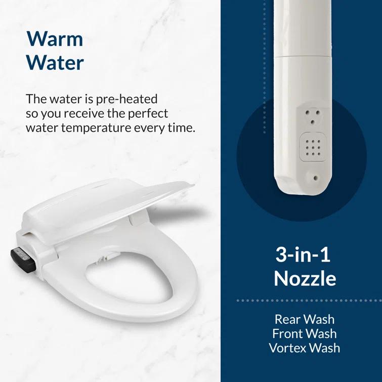 Bio Bidet by BEMIS 7ZBB1000R DRY BB1000 Round Bidet Toilet Seat, Electric, Warm Water with Air Dryer + 6 Bidet Towels