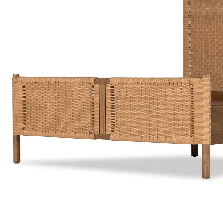 King Size Toasted Sungkai Wood Panel Bed with Headboard