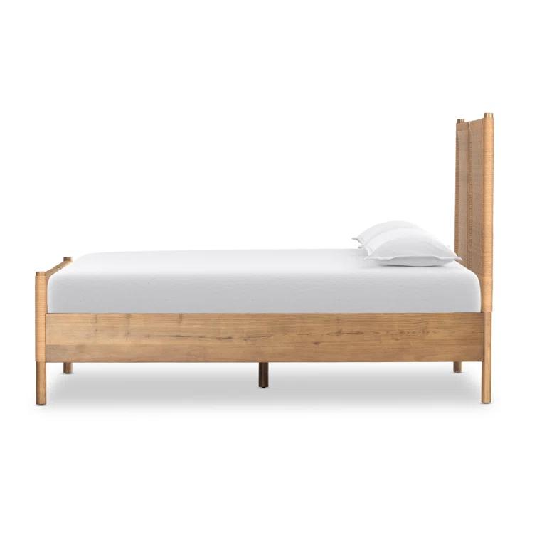 King Size Toasted Sungkai Wood Panel Bed with Headboard