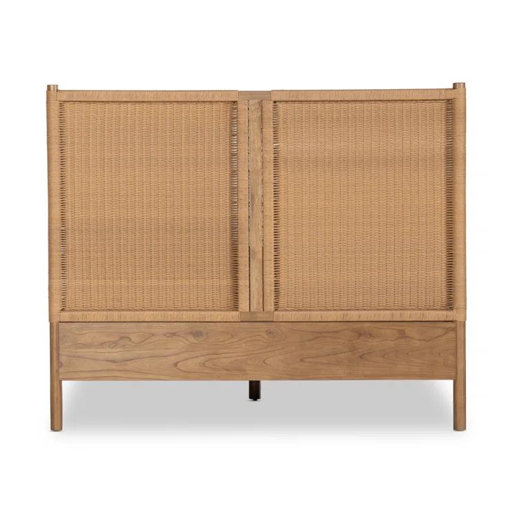 King Size Toasted Sungkai Wood Panel Bed with Headboard