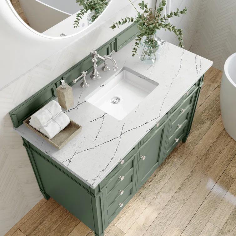James Martin Vanities Brittany 48" Victory Blue Single Vanity w/ 3 CM Ethereal Noctis Quartz Top