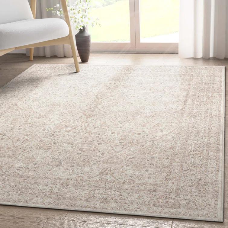 Ervin Isolde Vintage Oriental Botanical Ivory & Cream Area Rug
