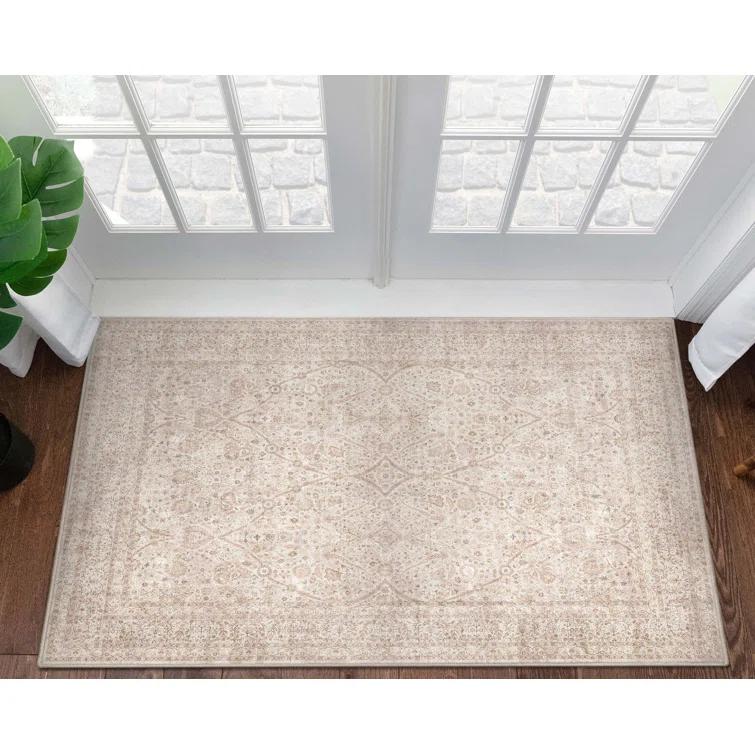 Ervin Isolde Vintage Oriental Botanical Ivory & Cream Area Rug