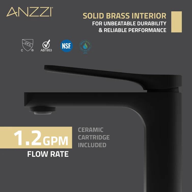 ANZZI L-AZ900MB-BN Single-Hole Single-handle Bathroom Faucet with Drain Assembly