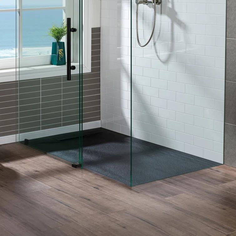 47.25" W x 35.4" D Solid Surface Rectangular Shower Base, Non-Slip, Low-Profile, Curbless, Wheelchair Accessible