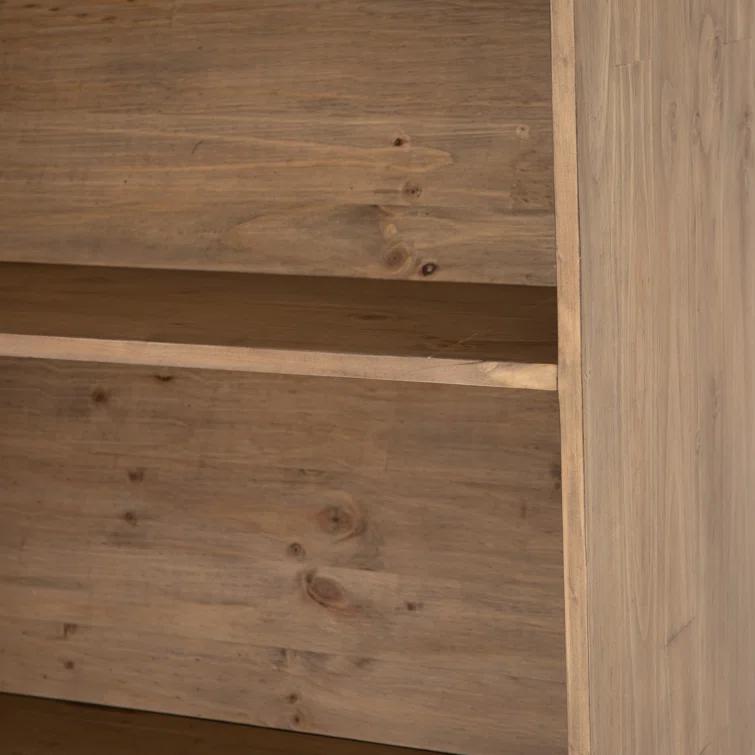 Smoked Pine Contemporary Ladder Bookshelf with Black Iron Accents