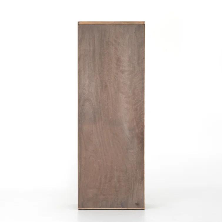 Smoked Pine Contemporary Ladder Bookshelf with Black Iron Accents