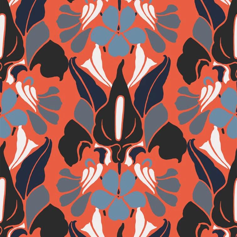 Signature Dragon Flower 10' L x 24" W Peel and Stick Wallpaper Roll